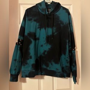 Spencer’s Hoodie with distressed sleeves.
